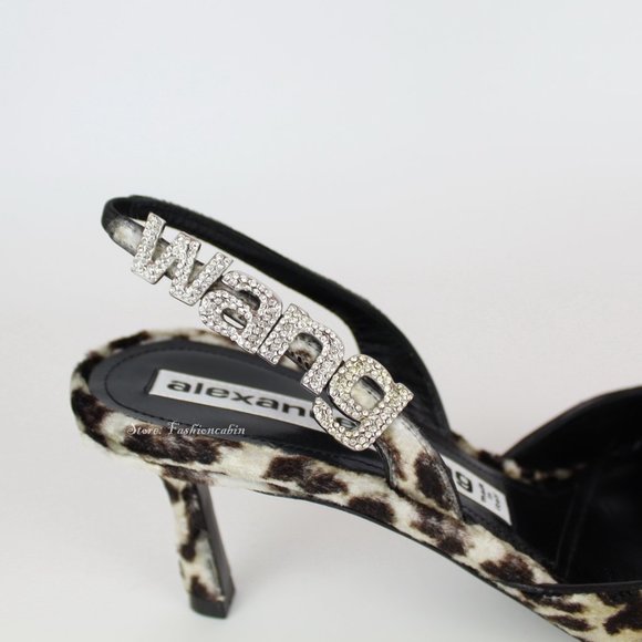 NEW Alexander Wang Leopard Slingback Heels | Bold Velvet Logo Pumps for Events - Picture 5 of 14